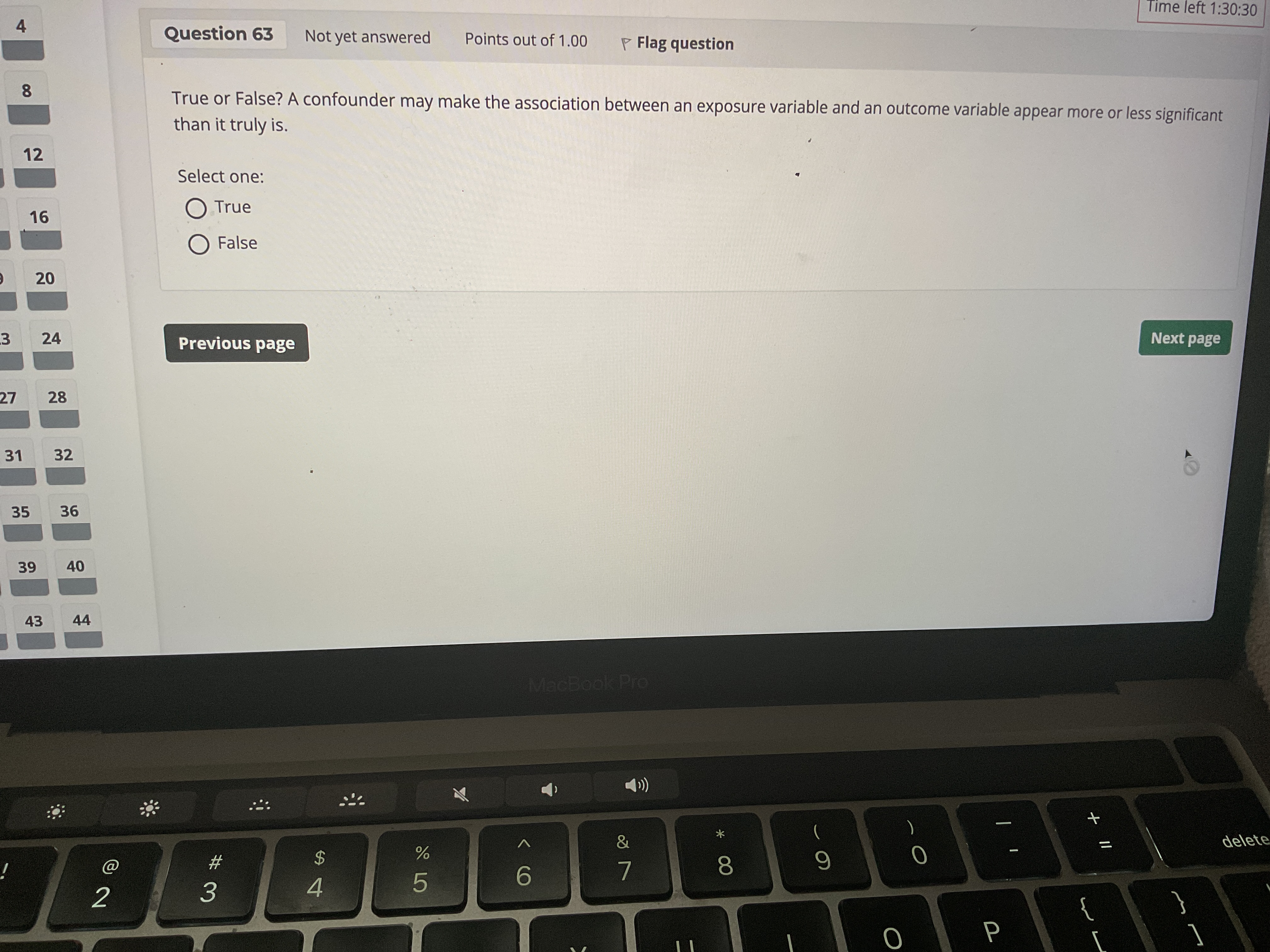 Answer Time left 1:30:30 [ 4 Question 63 Not yet