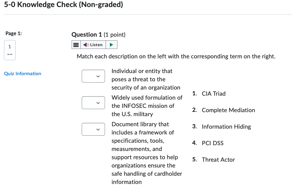 answer 5-0 Knowledge Check (Non-graded) Page 1: