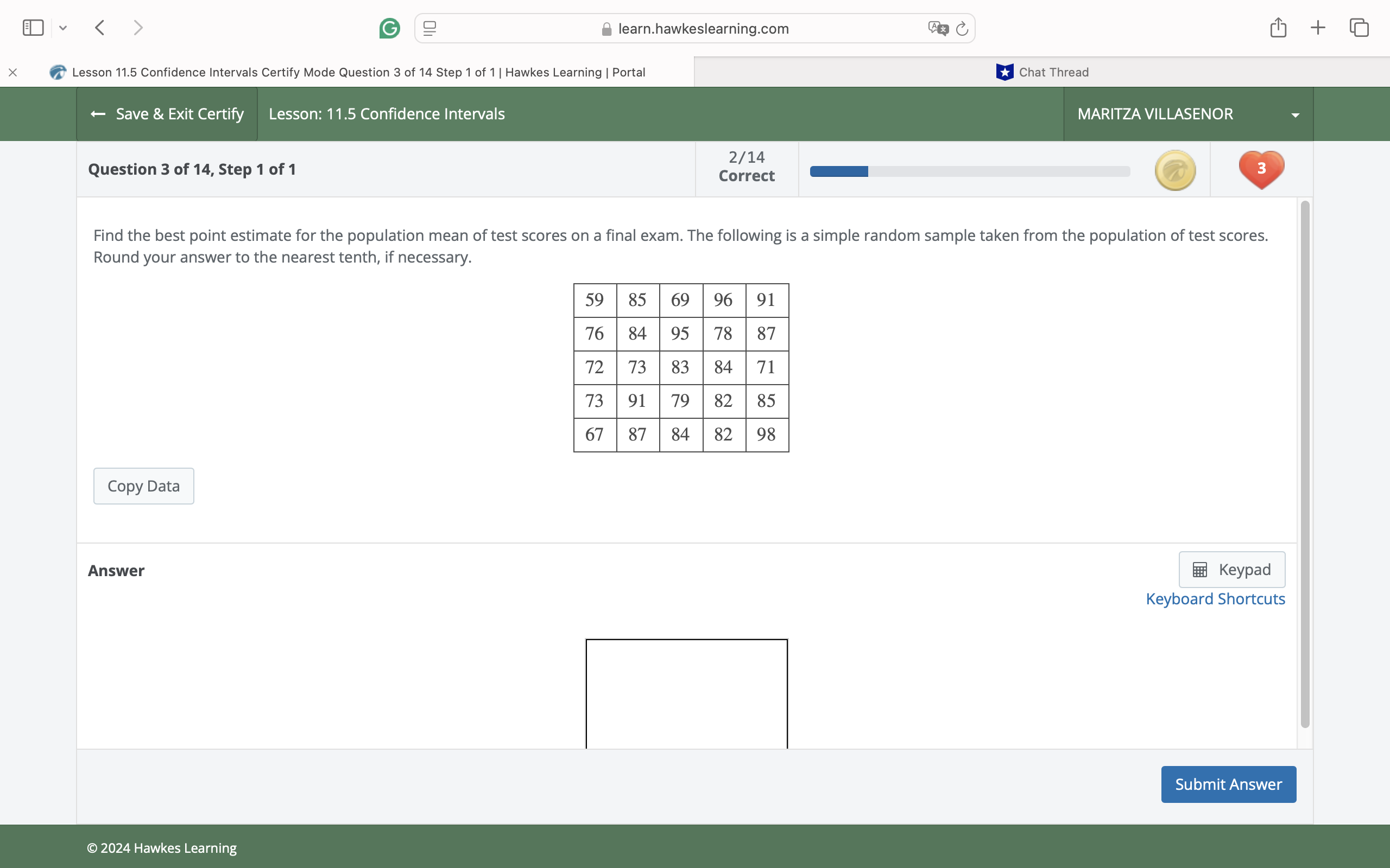 answer o~ < > = @ learn.hawkeslearning.com 6'