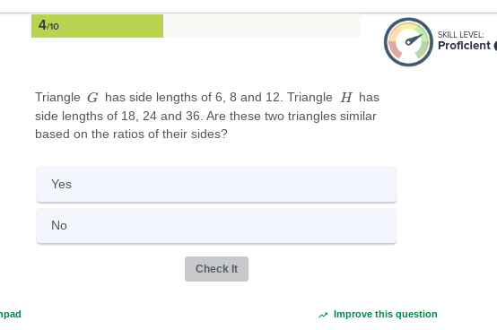 answer 4/10 SKILL LEVEL: Proficient Triangle G