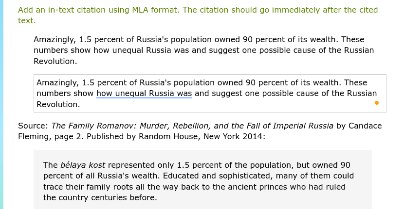Add an in-text citation using MLA format. The