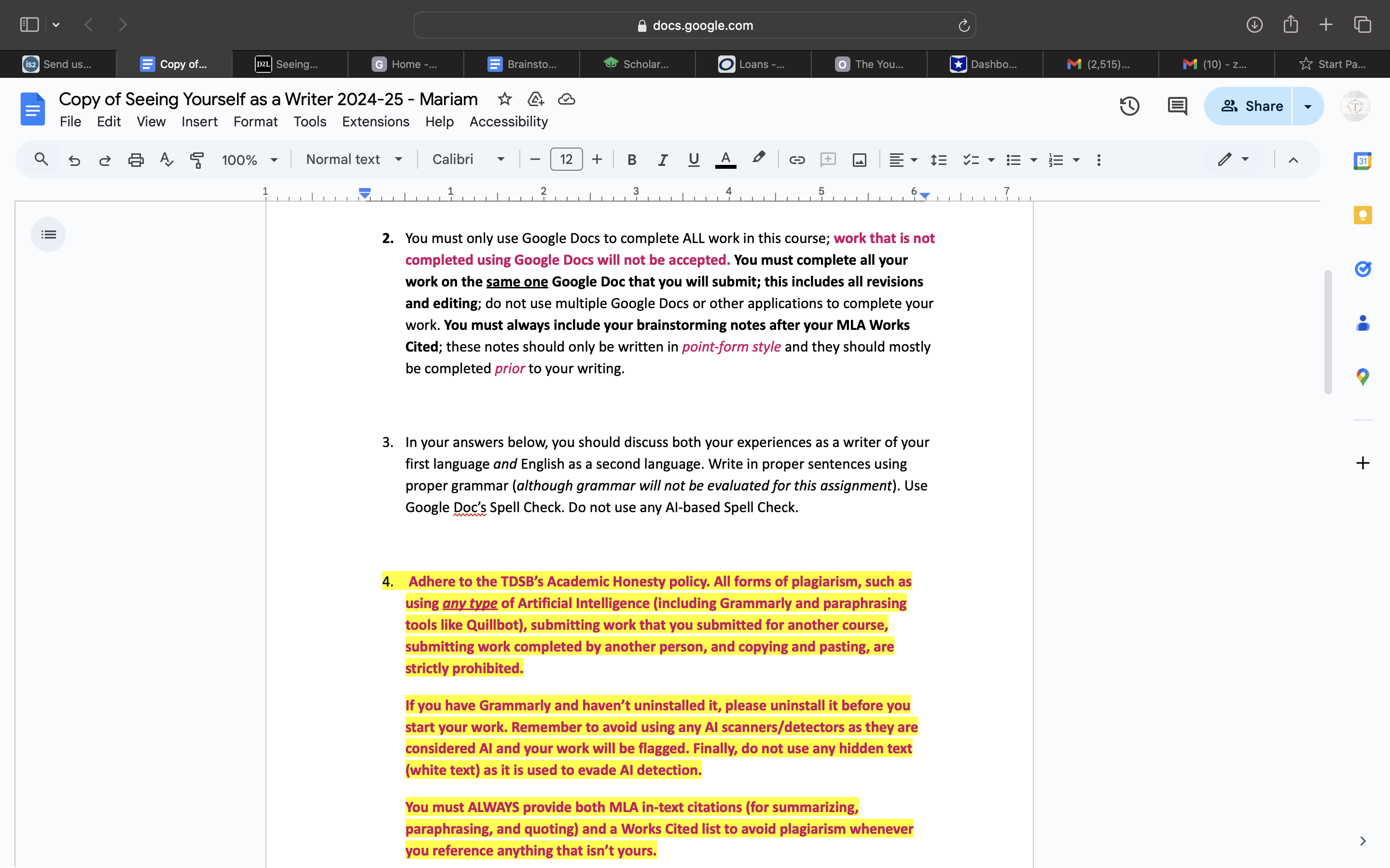 docs.google.com ch + is2 Send us... Copy of.. D2L