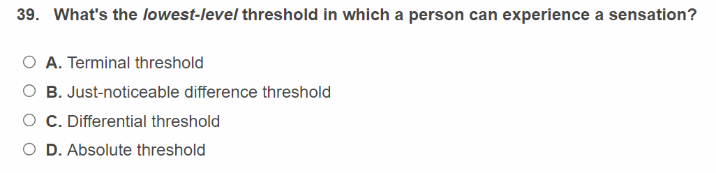 answer 39. What's the lowest-level threshold
