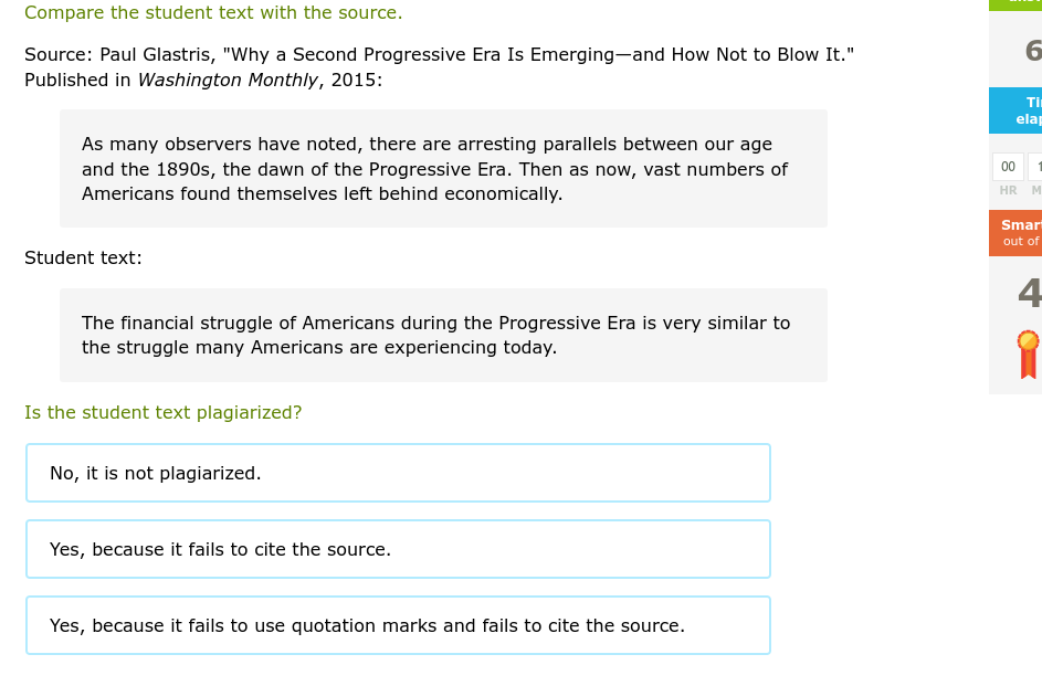 Is the student text plagiarized Compare the