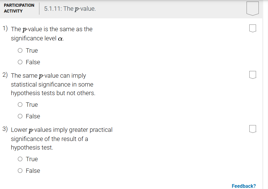 answer PARTICIPATION ACTIVITY 5.1.11: The
