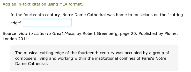Add an in-text citation using MLA format. Add an