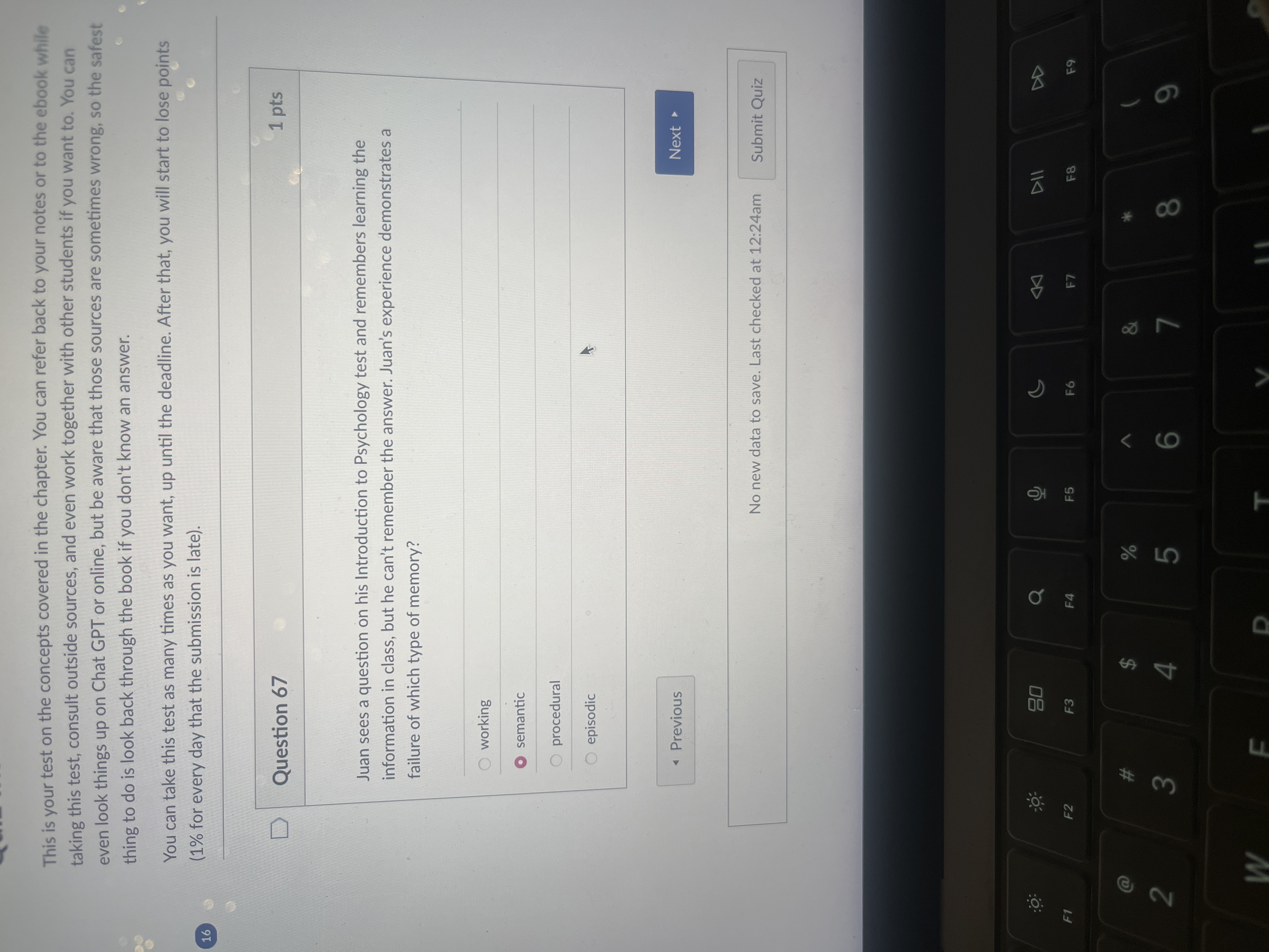 answer This is your test on the concepts covered