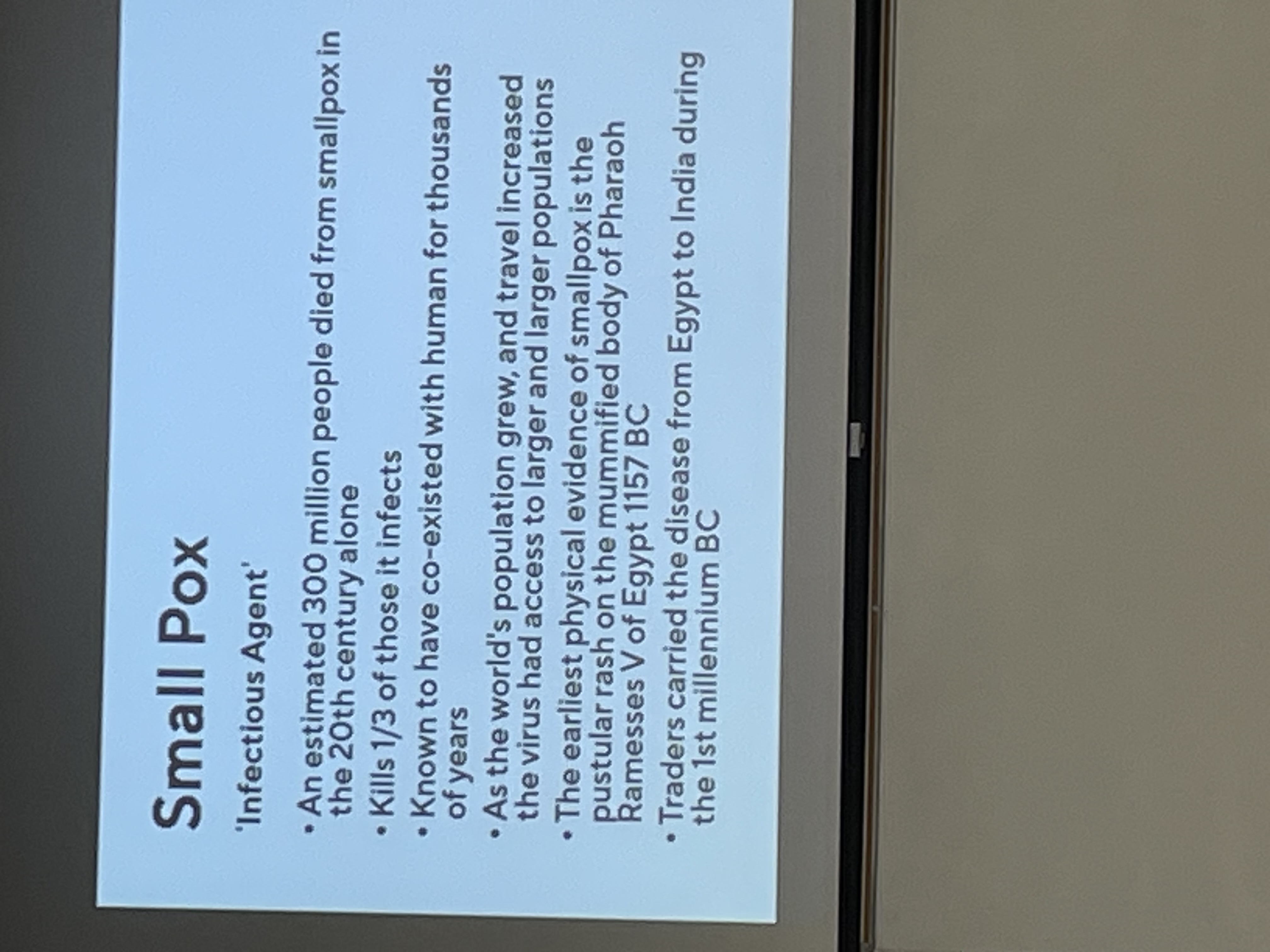 Please make a table for this Small Pox