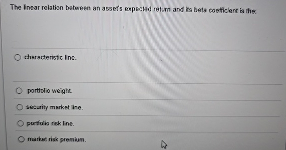 The linear relation between an asset's expected