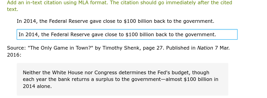 Add an in-text citation using MLA format. The