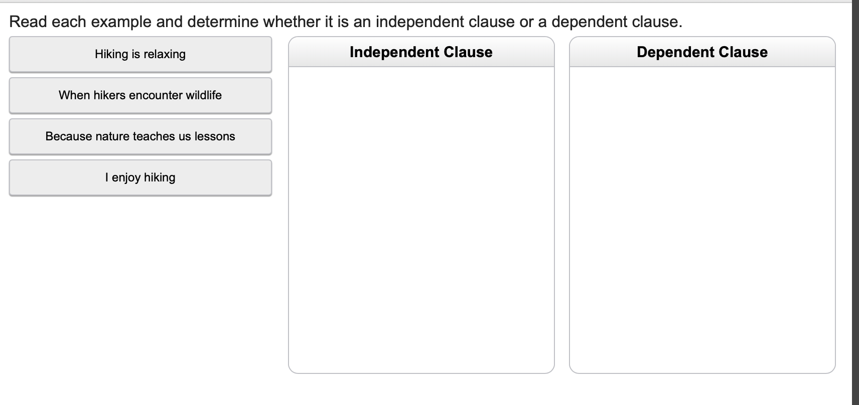 Answer Read each example and determine whether it