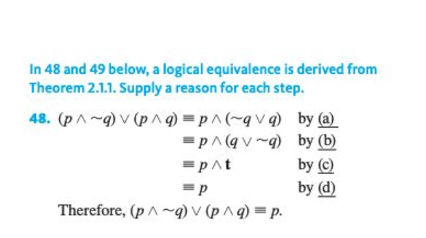 answer In 48 and 49 below, a logical equivalence