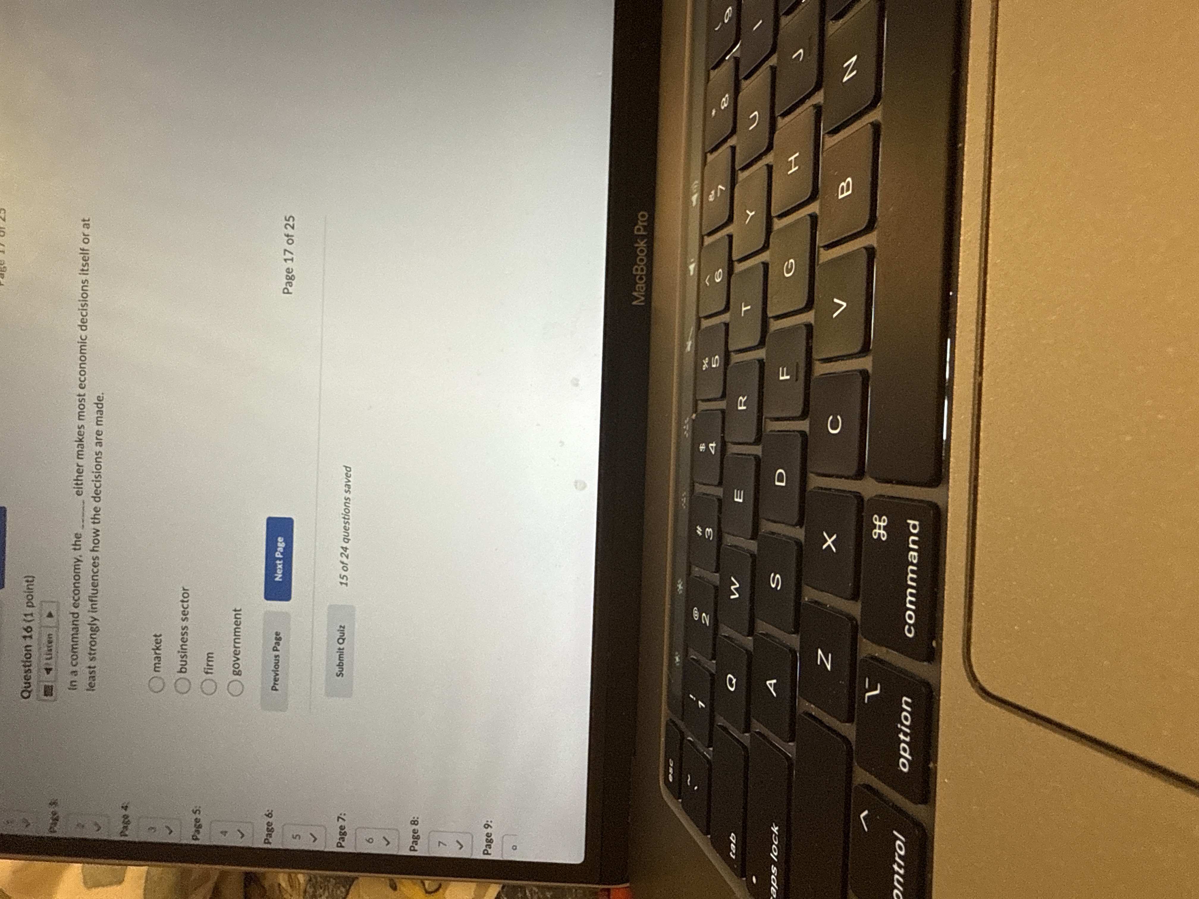 Answer Question 16 (1 point) In a command