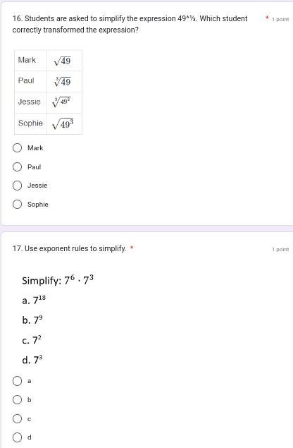 ans 16. Students are asked to simplify the