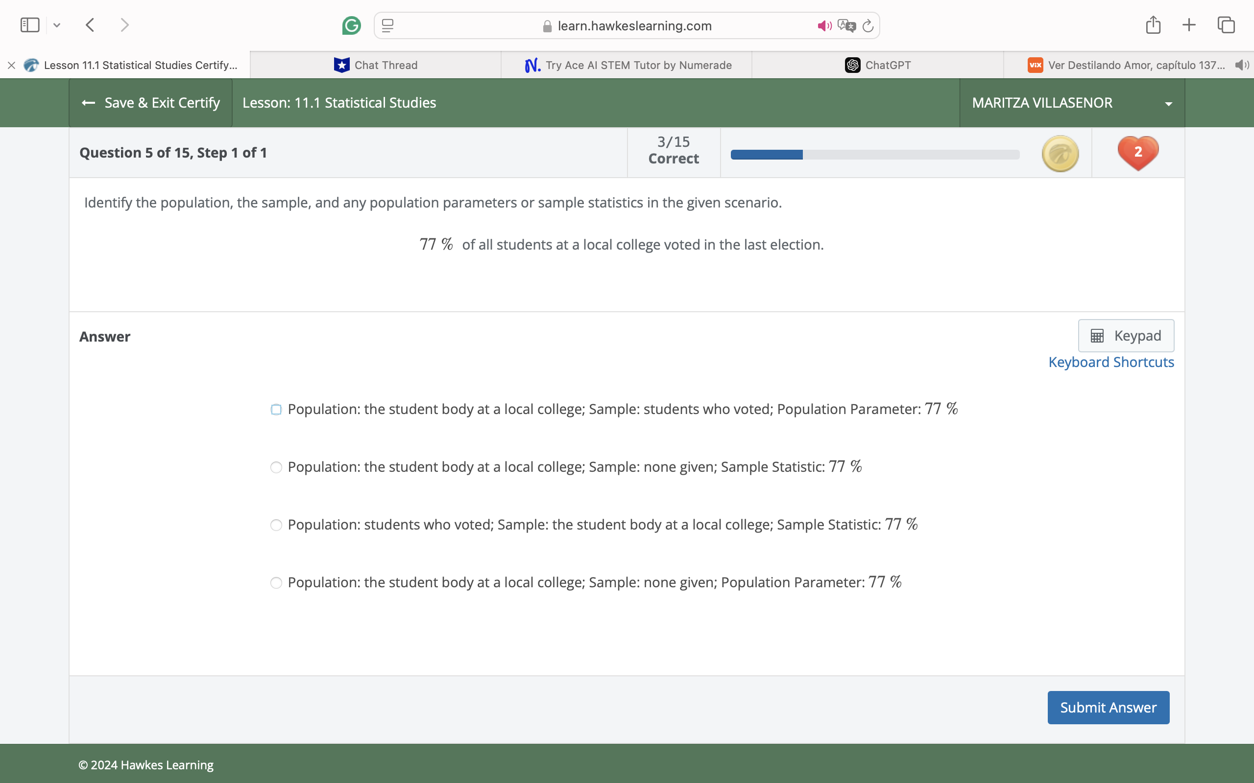 answer My < > = @ learn.hawkeslearning.com 0 h +
