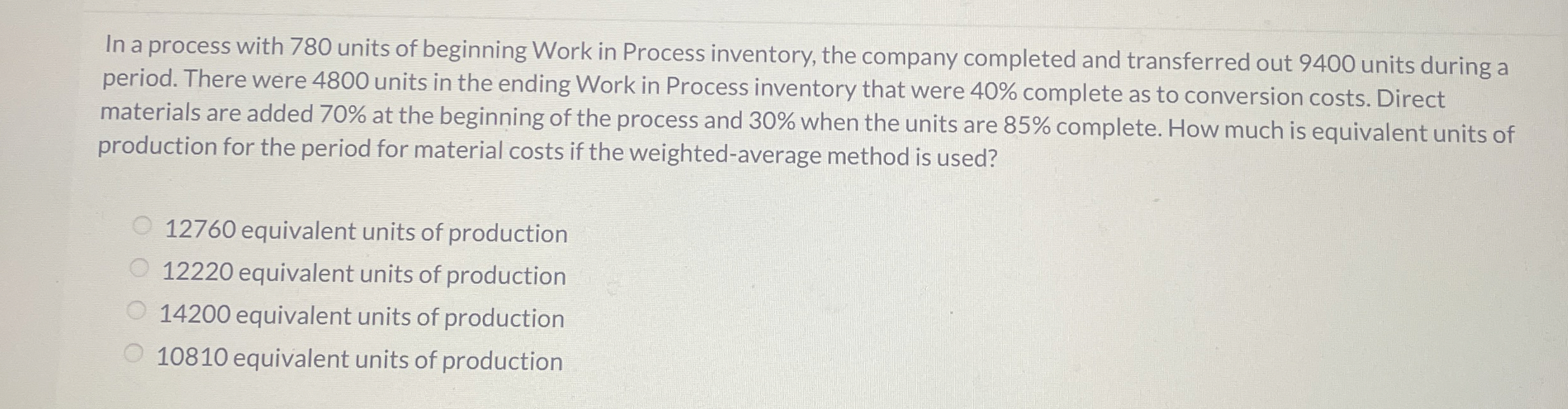 In a process with 7 8 0 units of beginning Work