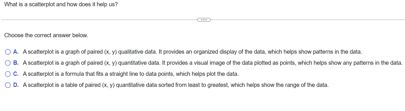 answer What is a scatterplot and how does it help