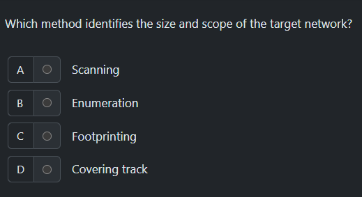 answer Which method identifies the size and scope