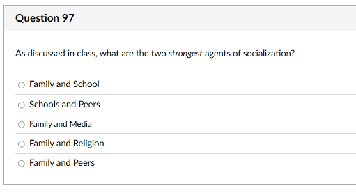 answer Question 97 As discussed in class, what