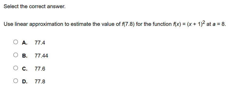 answer Select the correct answer. Use linear