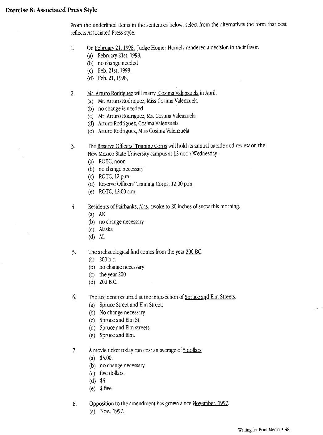 Exercise 8: Associated Press Style From the