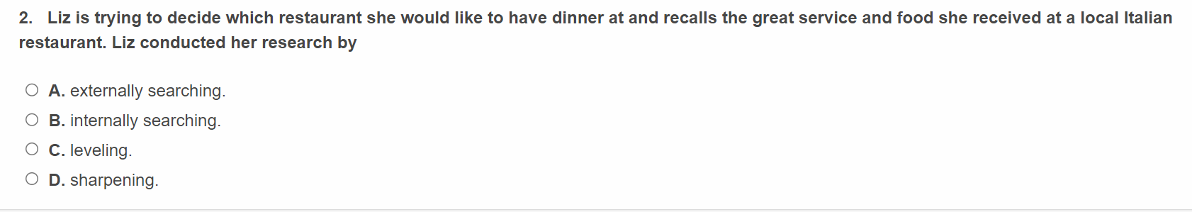 answer 2. Lizis trying to decide which restaurant