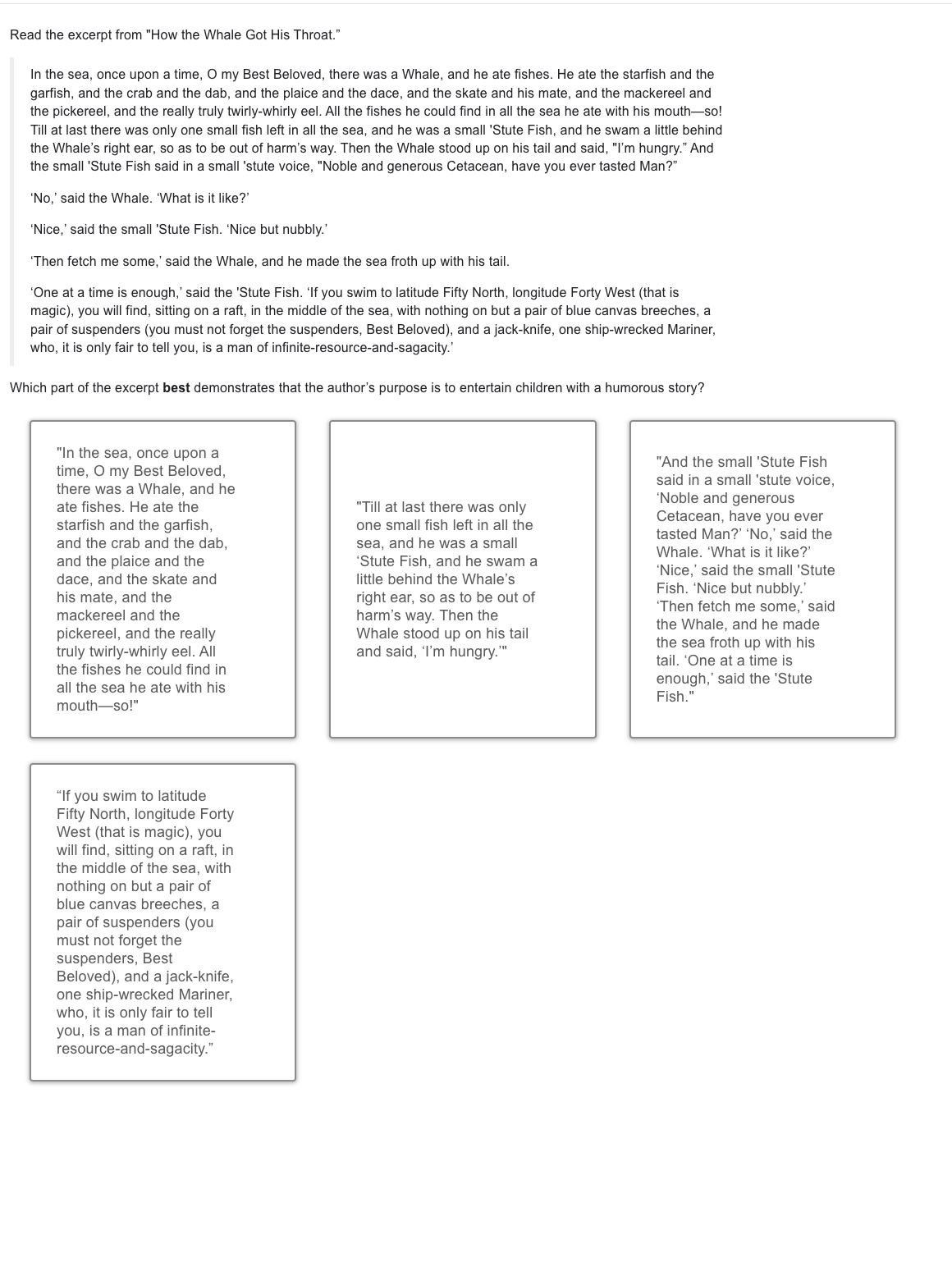 ANSWER Read the excerpt from "How the Whale Got