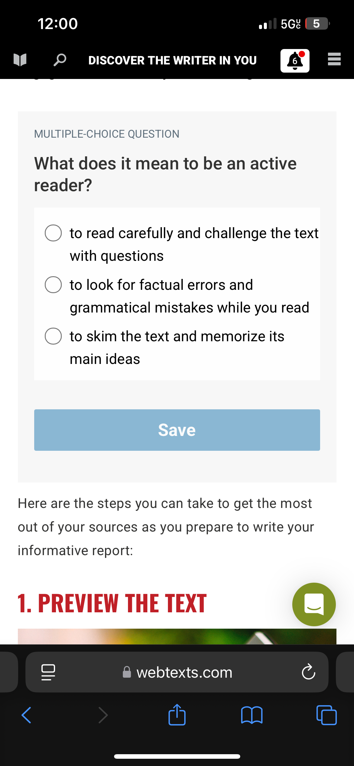 Answer 12:00 LT L DISCOVER THE WRITER IN YOU