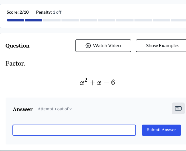 answer this Score: 2/10 Penalty: 1 off I E
