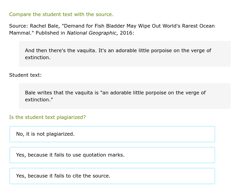 Is the student text plagiarized? Compare the