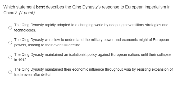 answer Which statement best describes the Qing
