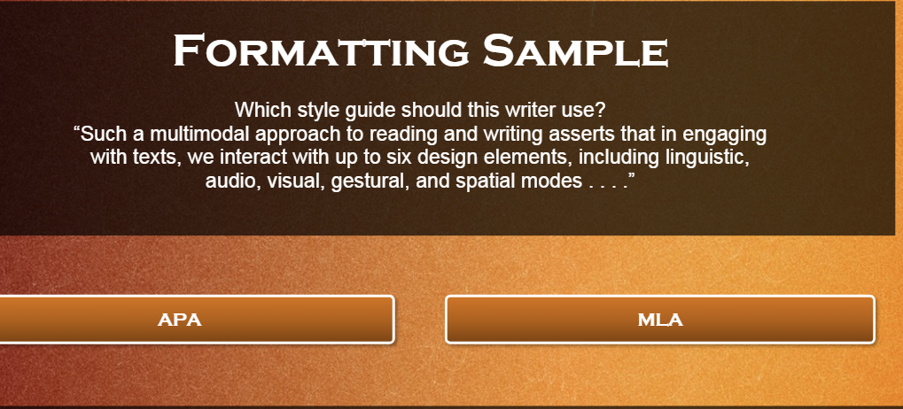 FORMATTING SAMPLE Which style guide should this