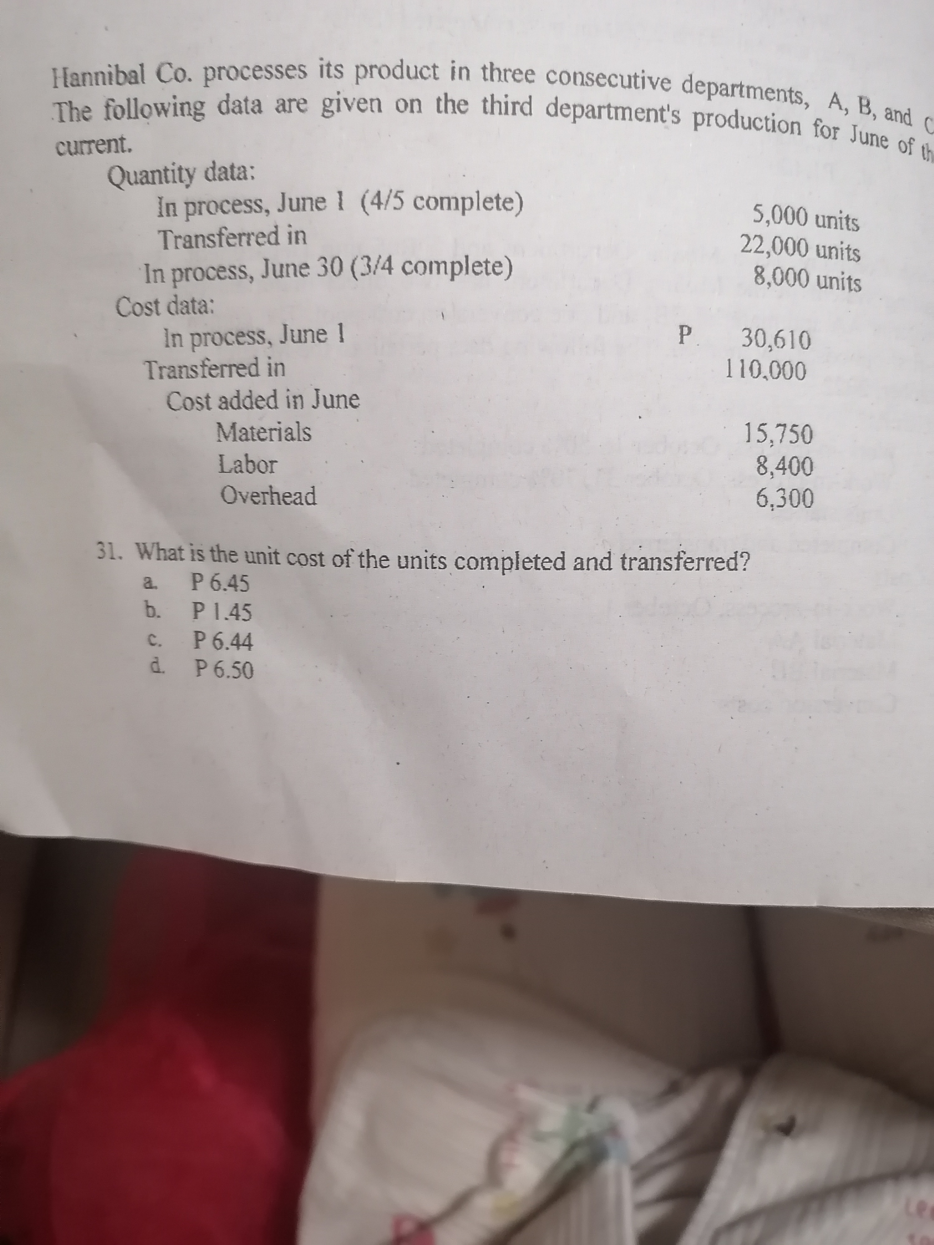The answer is letter C prove it Hannibal Co.