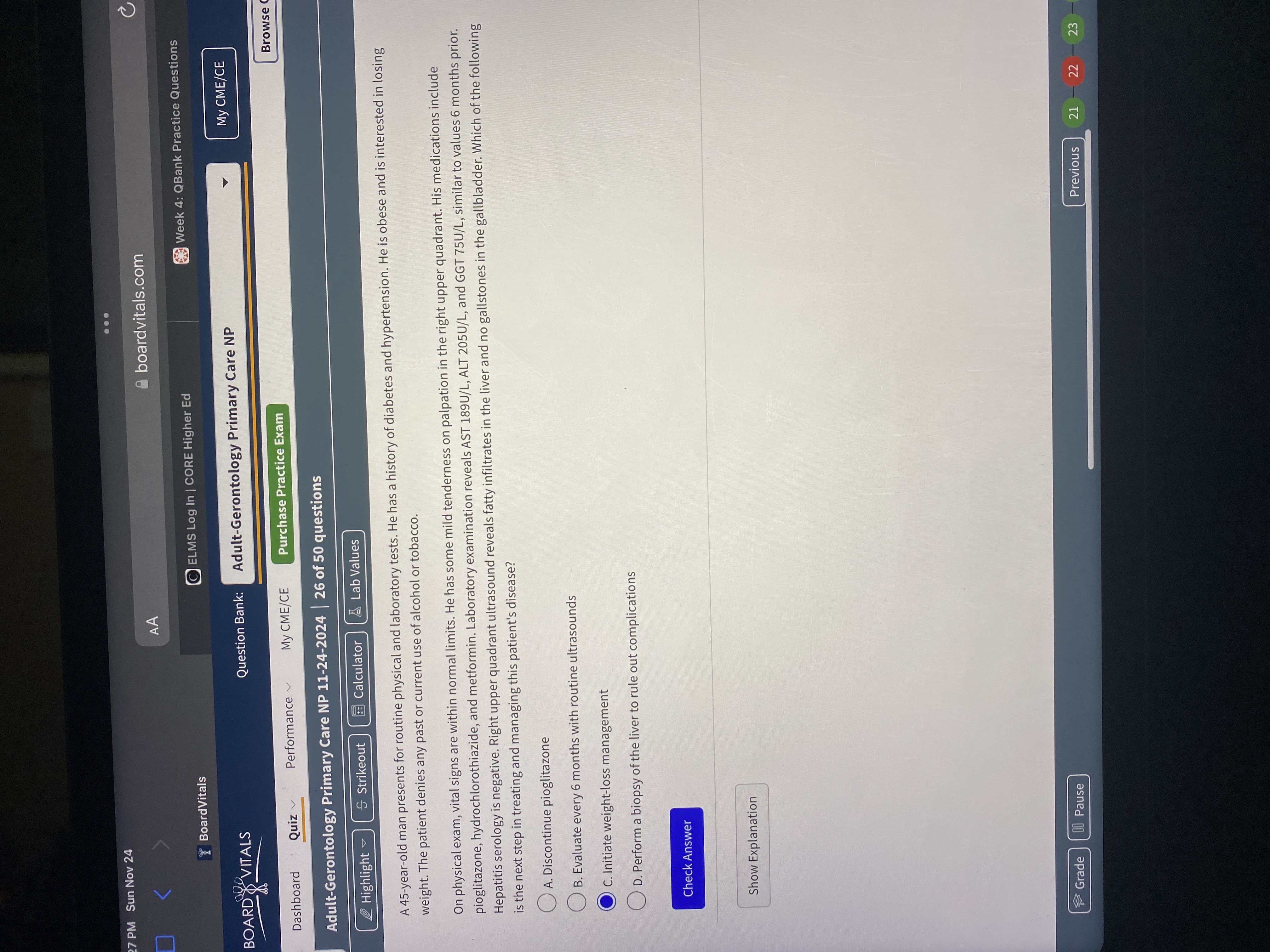 Answer 7 PM Sun Nov 24 . . . AA boardvitals.com