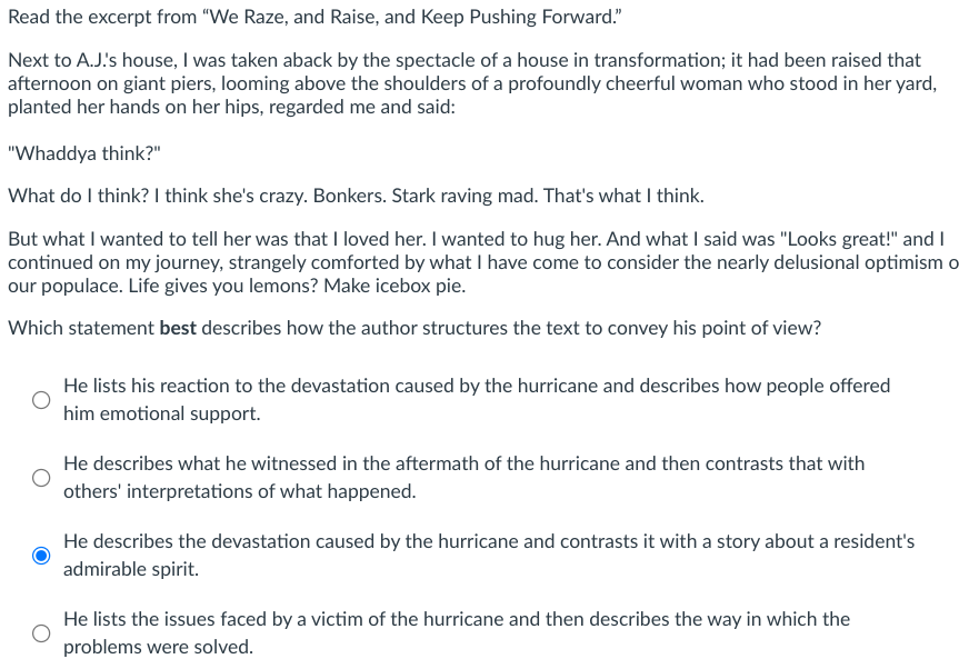 answer with text Read the excerpt from "We Raze,