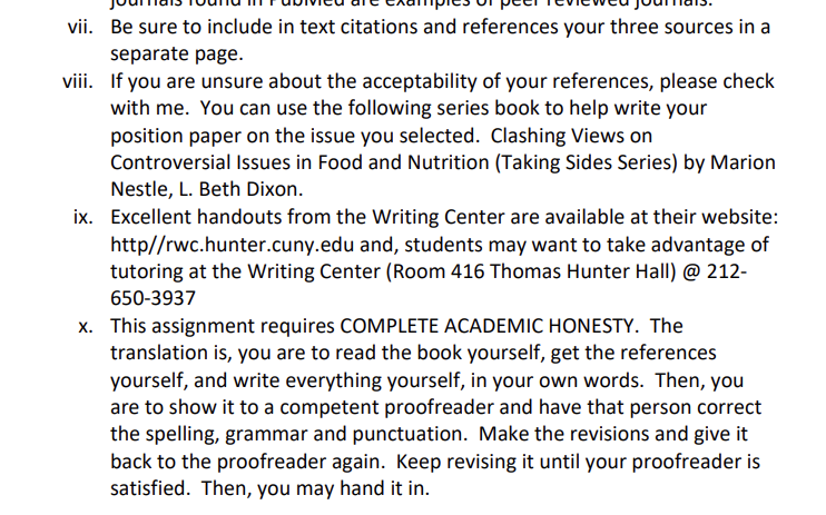 vii. Be sure to include in text citations and