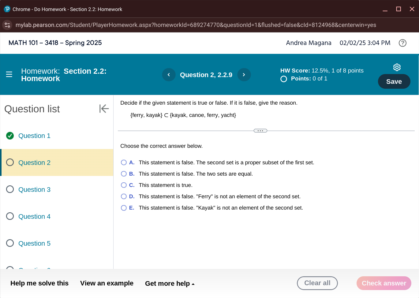answer P Chrome - Do Homework - Section 2.2: