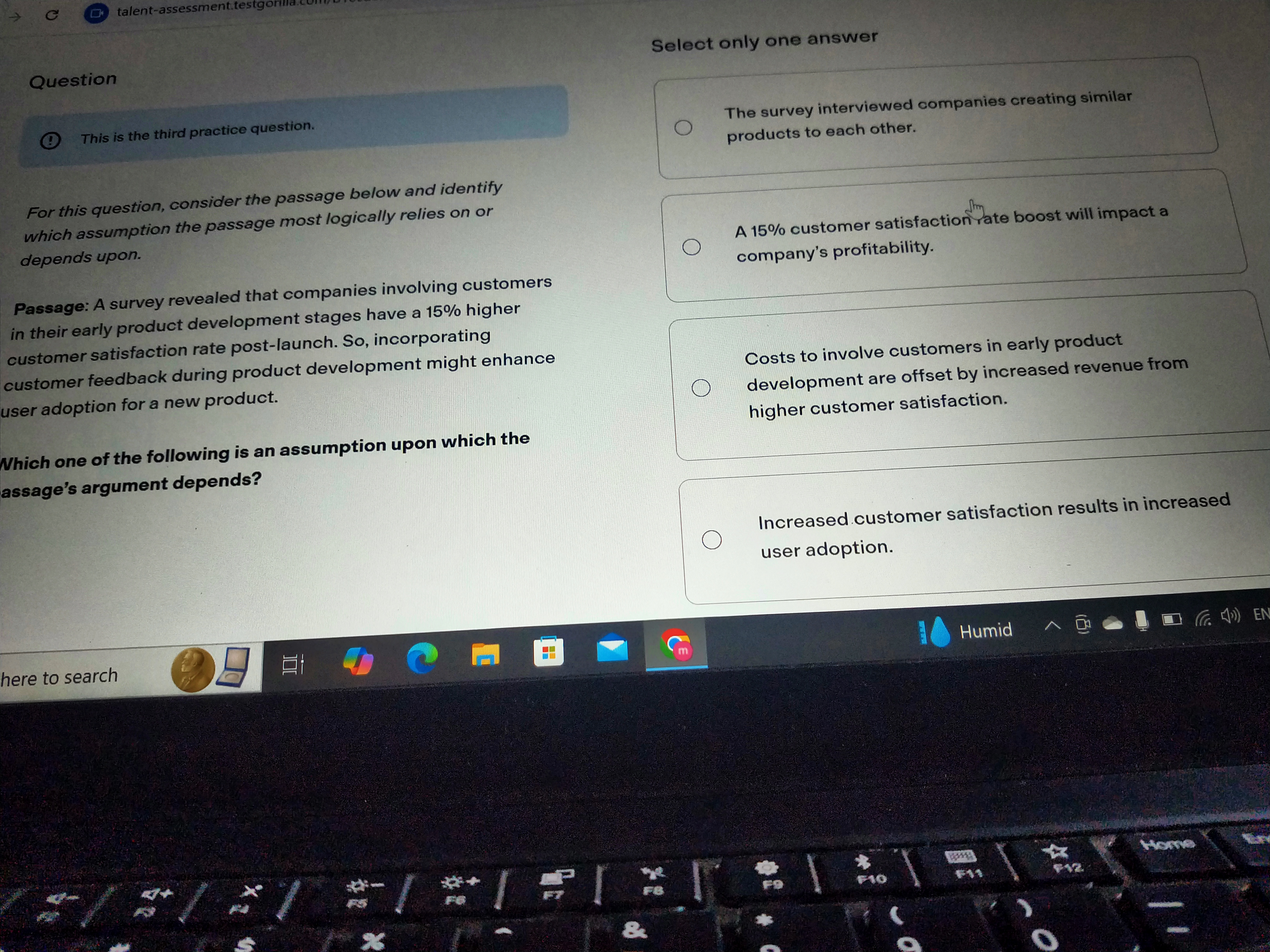 Answer C talent-assessment.test Question Select