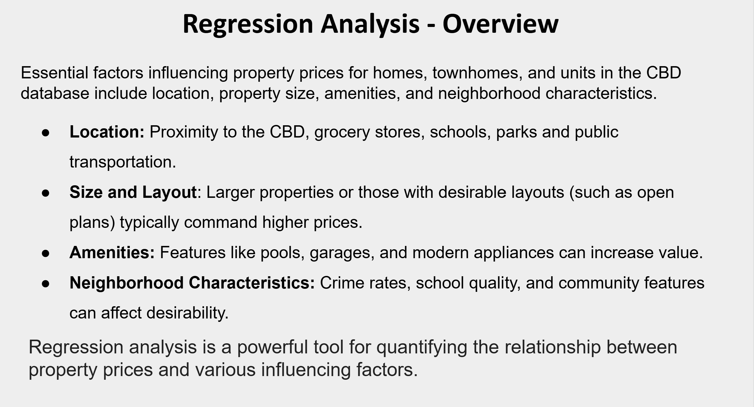 how does this slide look Regression Analysis -