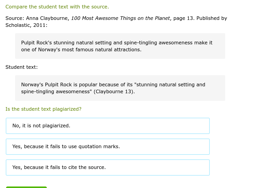 Is the student text plagiarized? Compare the