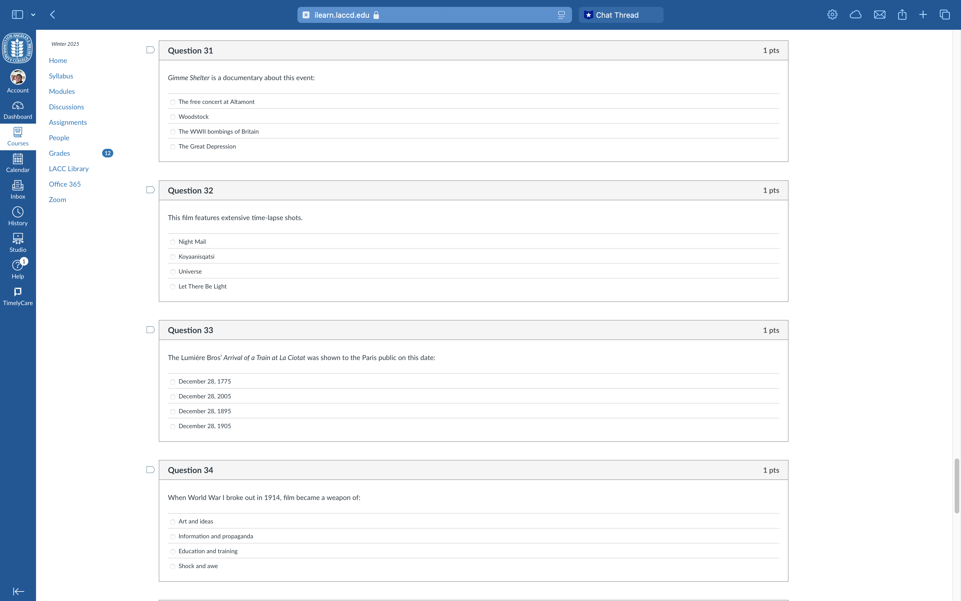 answer x ilearn.laccd.edu *Chat Thread + Winter