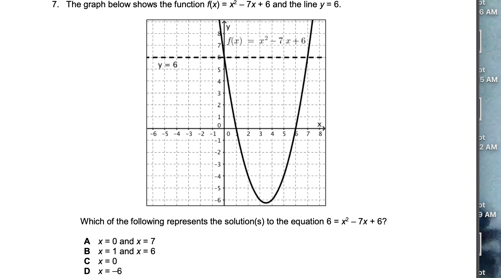 the answer 7. The graph below shows the function