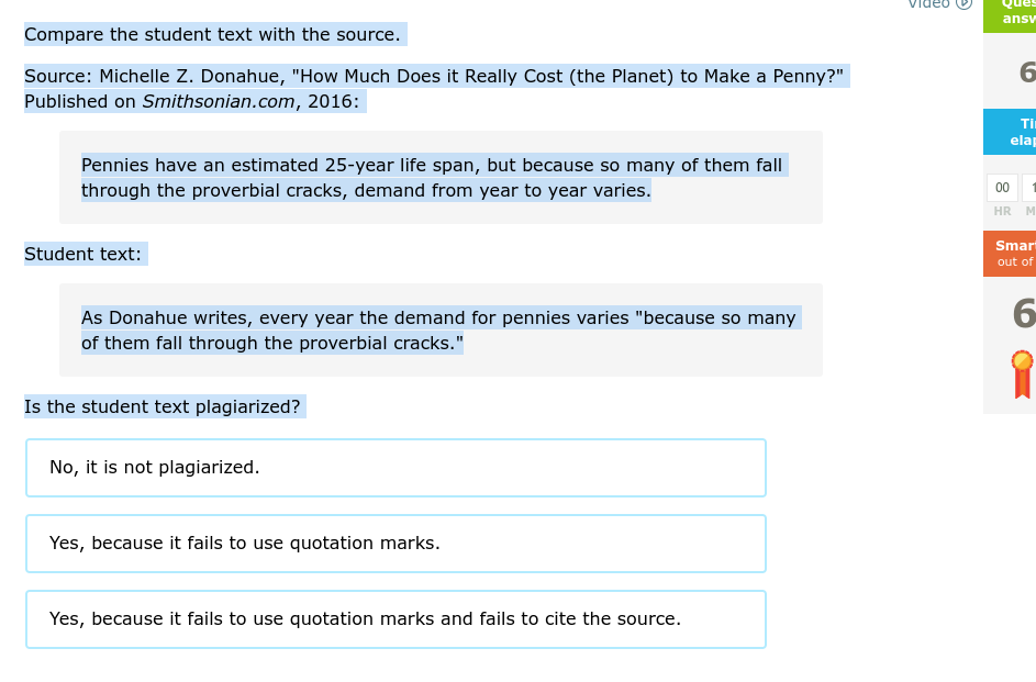 s the student text plagiarized Compare the