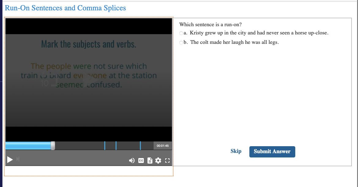 answer Run-On Sentences and Comma Splices Which