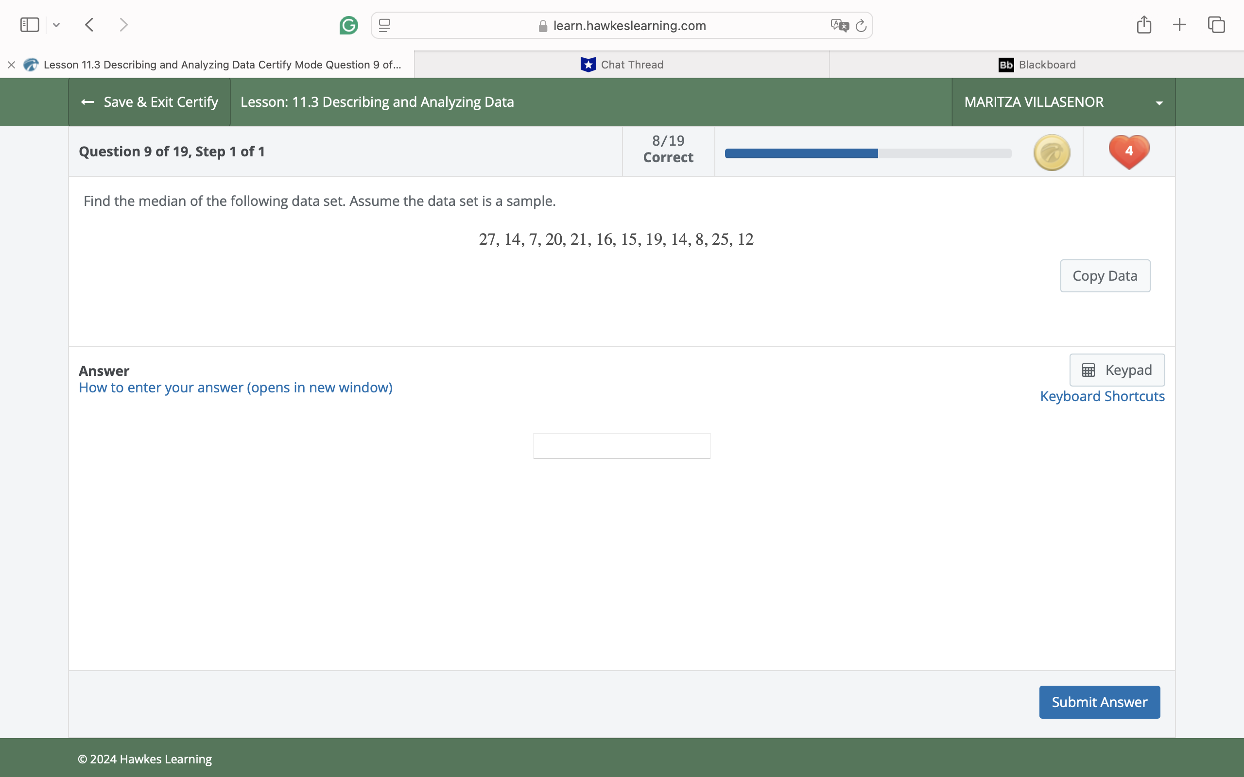 answer My < > @ 2 @ learn.hawkeslearning.com e B