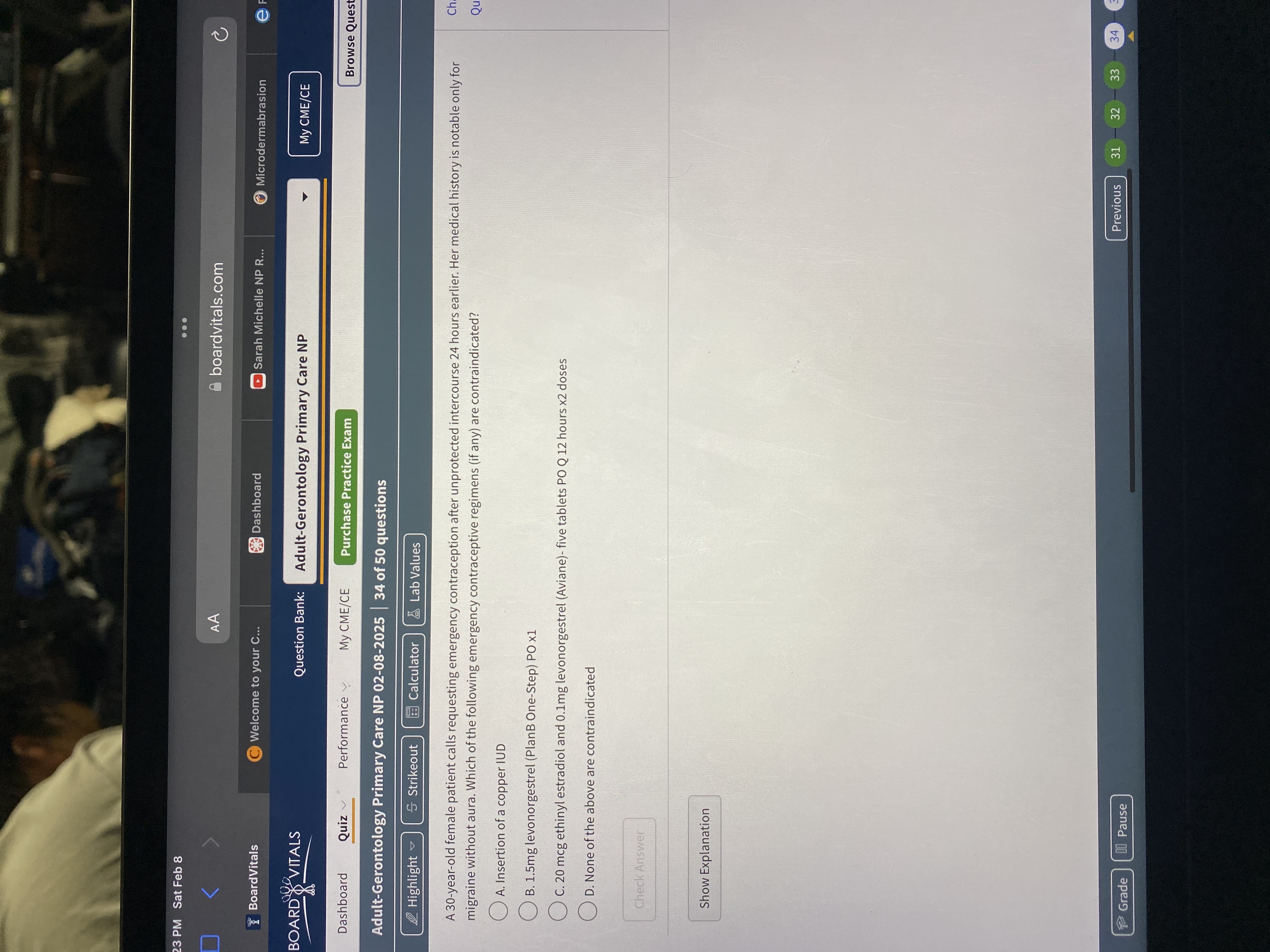 Answer 23 PM Sat Feb 8 . . . AA boardvitals.com