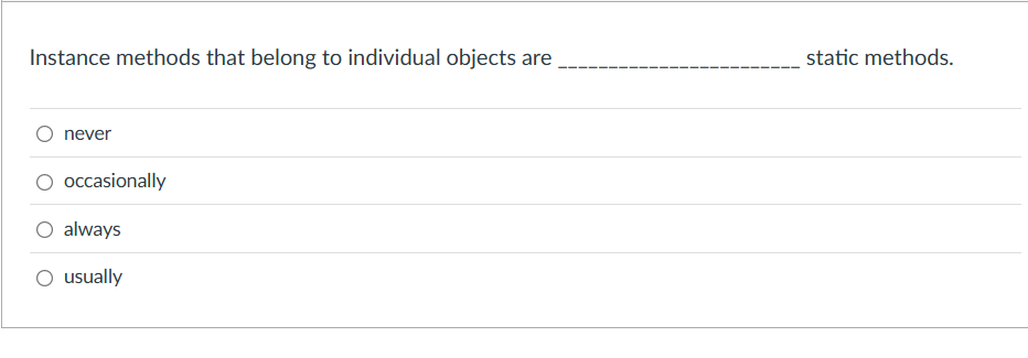 answer Instance methods that belong to individual