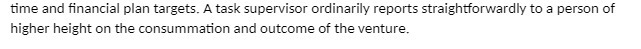 time and financial plan targets. A task