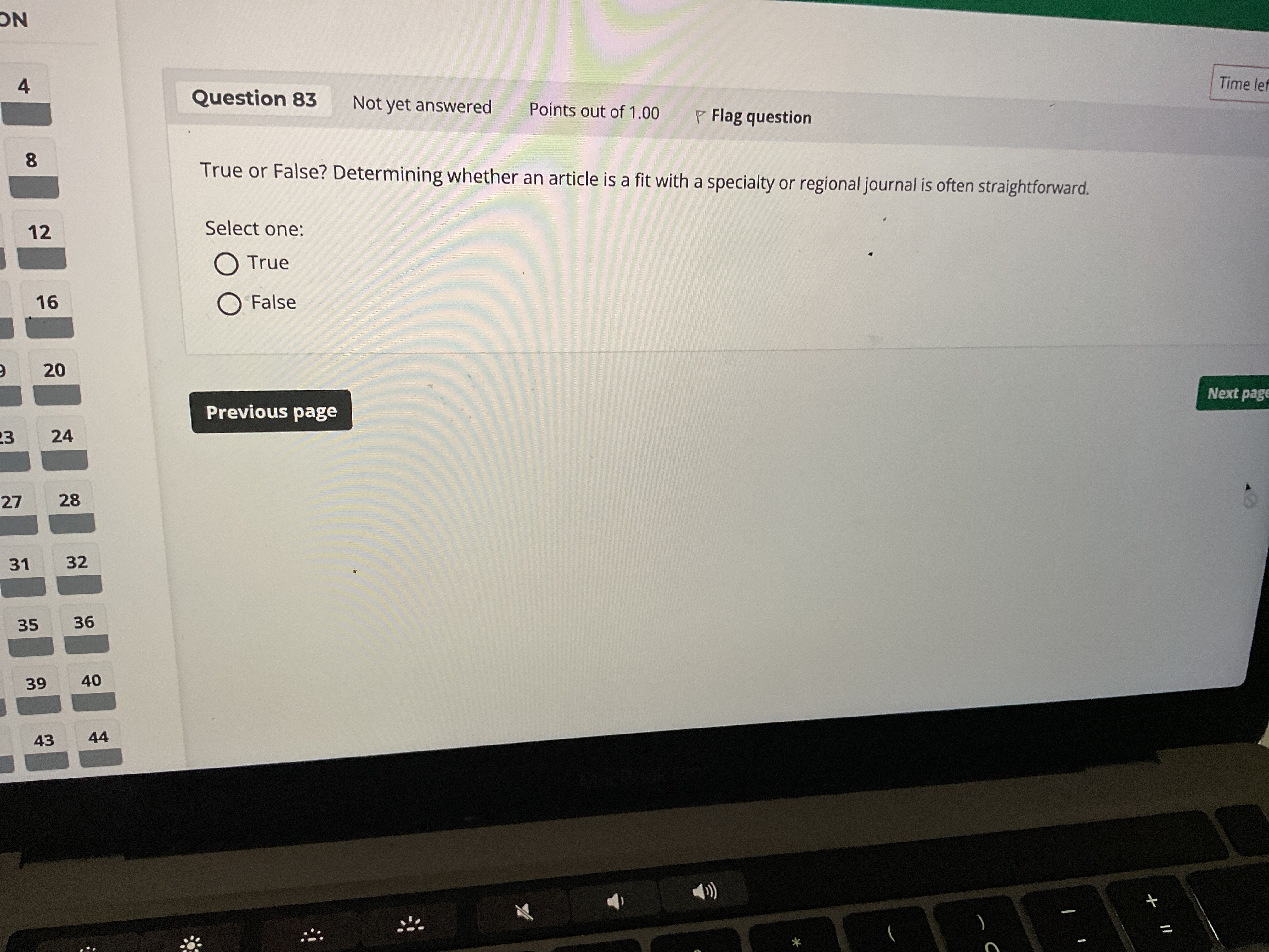 Answer 4 Question 83 Not yet answered Time le