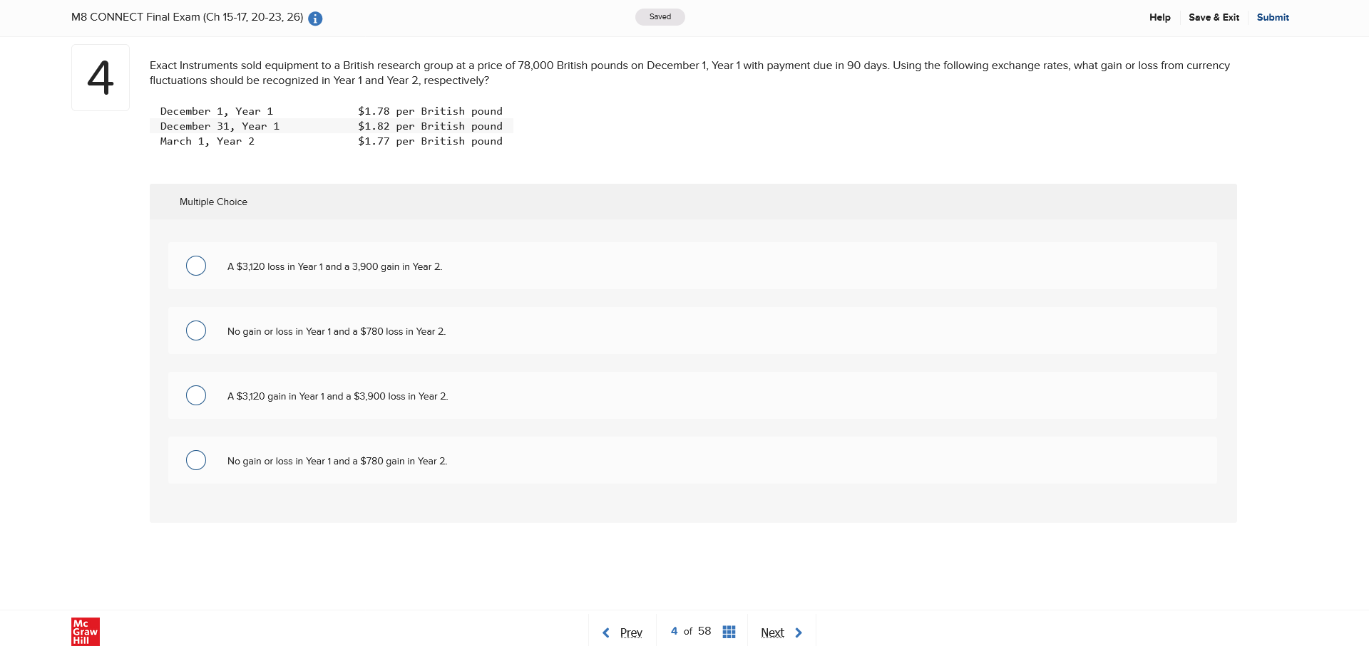 answer M8 CONNECT Final Exam (Ch 15-17, 20-23,